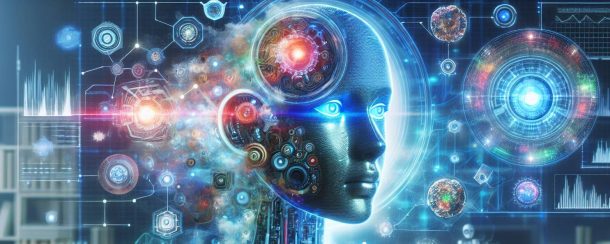 Artificial Intelligence Without Limits – Futuristic AI Visualization Artificial Intelligence Without Limits illustrated as a futuristic AI robot head surrounded by glowing circuits and holographic data.