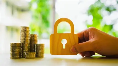 Financial security in 2026 illustrated by a wooden padlock held above ascending stacks of gold coins, symbolizing protected savings and economic stability.