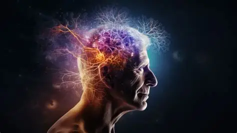 Brain rejuvenation illustrated through a glowing neural network inside an aging human mind.