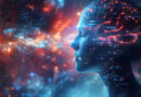 A futuristic human mind glowing with cosmic light and neural patterns, illustrating how the brain constructs reality through perception and consciousness.