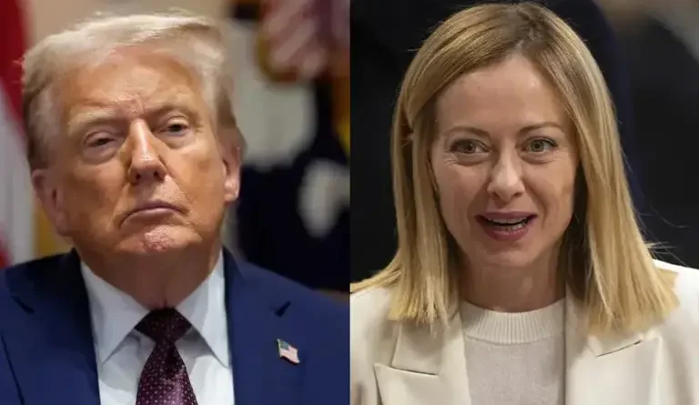 Trump Meloni tensions as Donald Trump and Giorgia Meloni appear side by side during rising diplomatic friction.