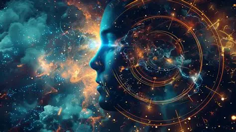 How the Brain Constructs Reality — A Cosmic Visualization of Human Consciousness A cosmic human mind dissolving into nebula‑like light patterns, visually symbolizing how the brain constructs reality through perception and consciousness.