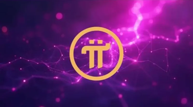 Golden Pi Network logo glowing on a futuristic purple background, symbolizing digital currency and the rising wave of Pi Network criticism.
