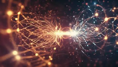 Quantum Energy Network Representing the Smallest Amount of Energy Measured Smallest Amount of Energy Measured – abstract quantum energy network with glowing interconnected filaments