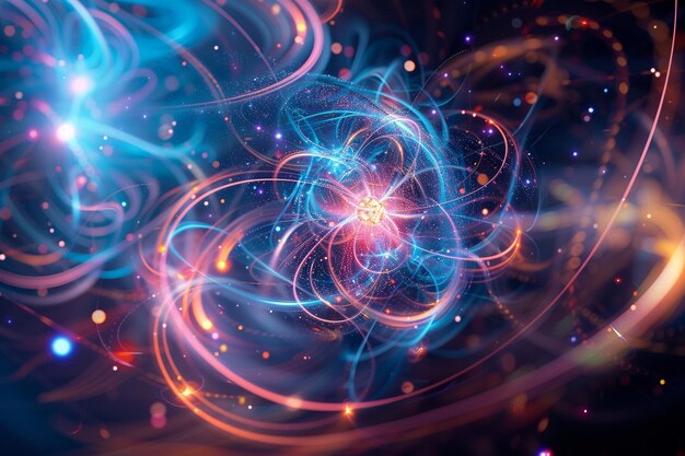 Smallest Amount of Energy Measured – abstract atomic structure with glowing quantum energy lines