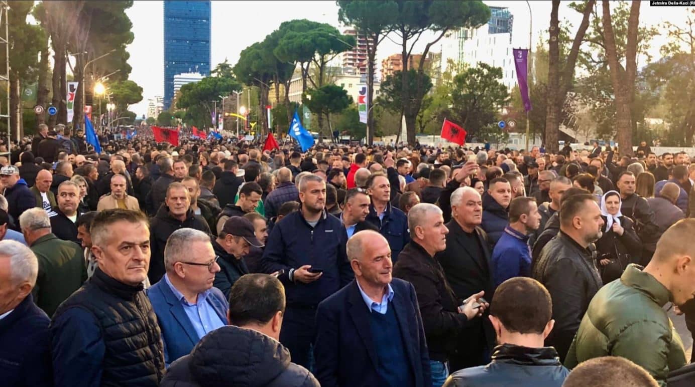 Massive Tirana Albania protests against Jared Kushner resort with thousands marching through the city center
