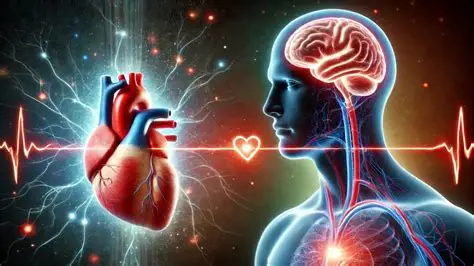 mind and electromagnetic fields – heart and brain connection illustration