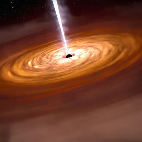 ancient quasars discovered by Euclid illustrated through a black hole with a bright accretion disk and a powerful relativistic jet