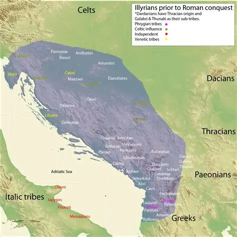Albanians ancient European people illustrated through a historical map of Illyrian tribes, showing the ancient territorial landscape that shaped one of Europe’s oldest continuous populations.