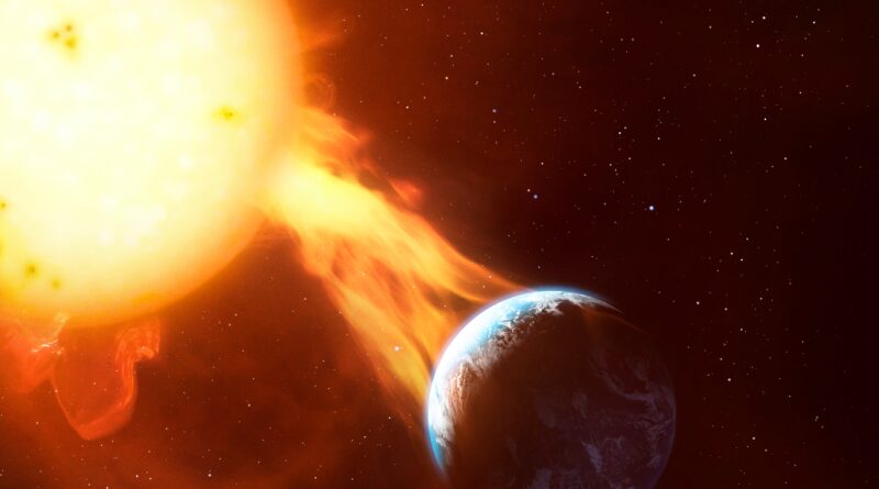 solar storm impacting Earth during a powerful CME event