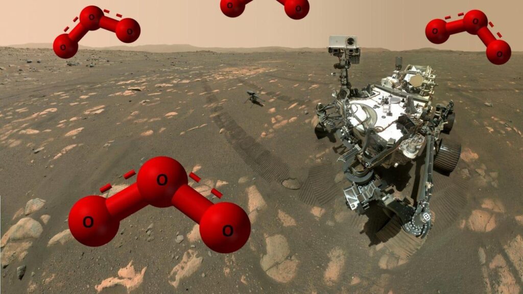 organic molecules on Mars detected near Perseverance rover with ozone models illustrated