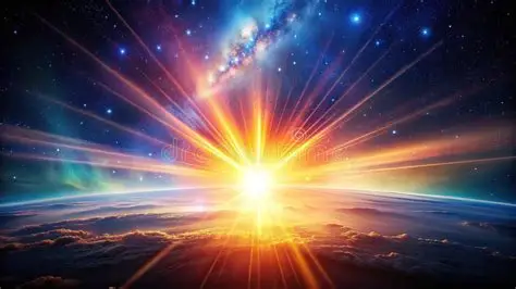 Cosmic Dawn and Reionization depicted through a radiant cosmic scene symbolizing the universe’s first light emerging from early galaxies and primordial structures.
