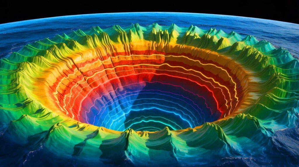deep mantle anomalies illustrated through a topographic visualization of a deep‑sea trench