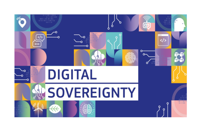 Digital sovereignty illustrated through a futuristic interface showing the tension between technology, identity, and financial control.