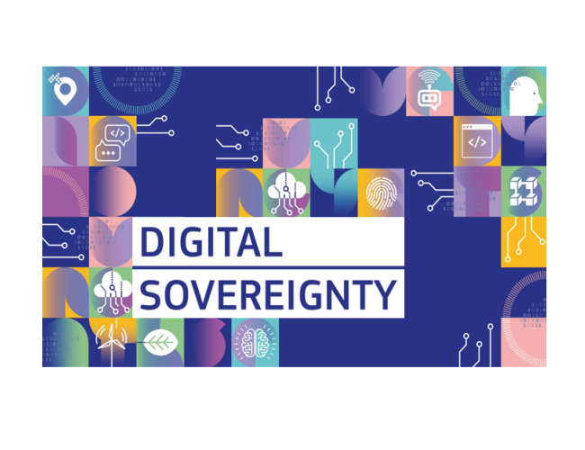 Digital sovereignty illustrated through a futuristic interface showing the tension between technology, identity, and financial control.