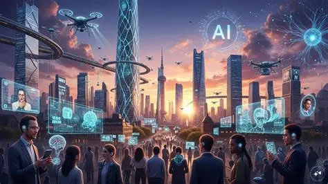 technologies that will change the world by 2050 shown through a futuristic AI‑driven cityscape