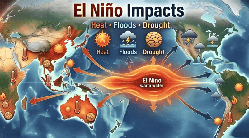 El Niño 2026 climate impact global map