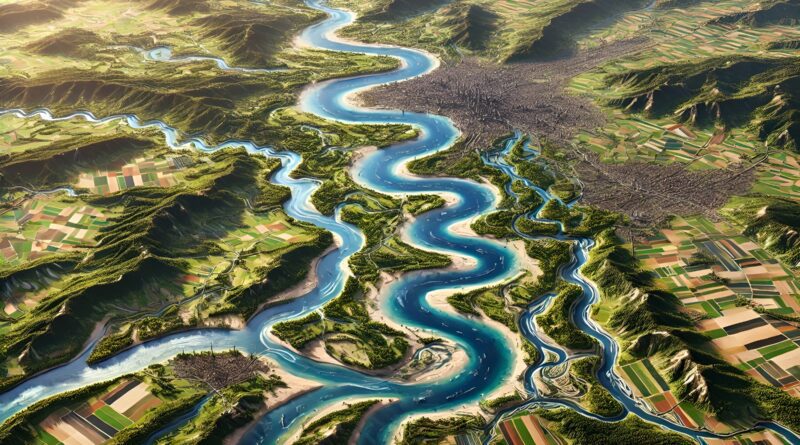 Global water geopolitics 2026 river system illustrating transboundary water flows and environmental pressure
