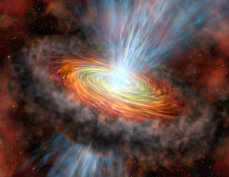 OP 313 blazar illustrated with a bright accretion disk and powerful relativistic jets