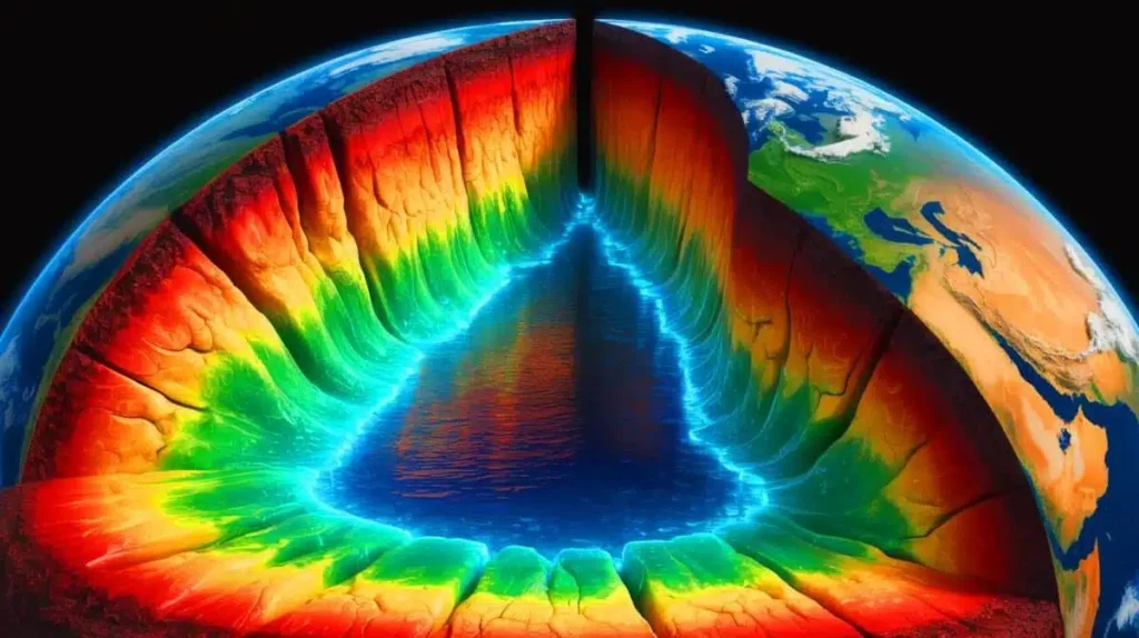 deep mantle anomalies illustrated inside Earth’s interior cross‑section