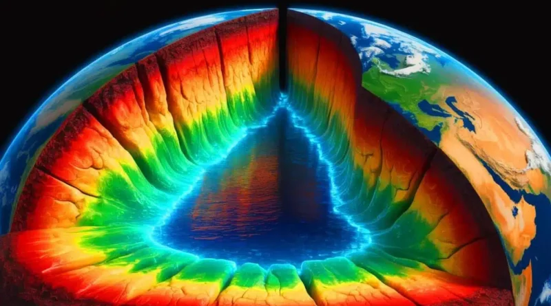 deep mantle anomalies illustrated inside Earth’s interior cross‑section