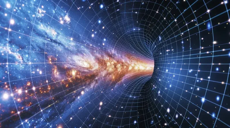 Expanding Universe wormhole spacetime illustration