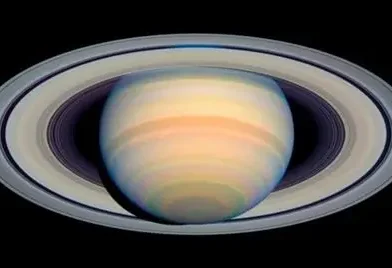 Saturn south pole decagon atmospheric structure forming over the planet’s rings.