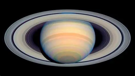 Saturn south pole decagon atmospheric structure forming over the planet’s rings.