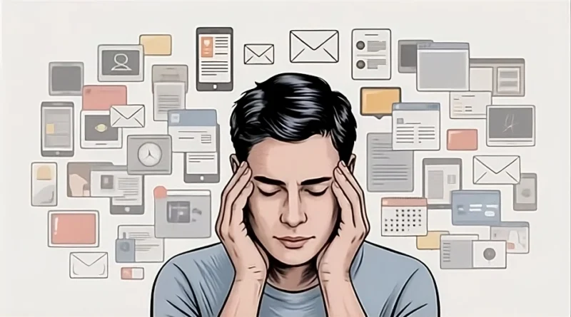 modern life overwhelm illustration