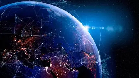 Geopolitics and global power networks connecting nations through technology, trade, and strategic influence