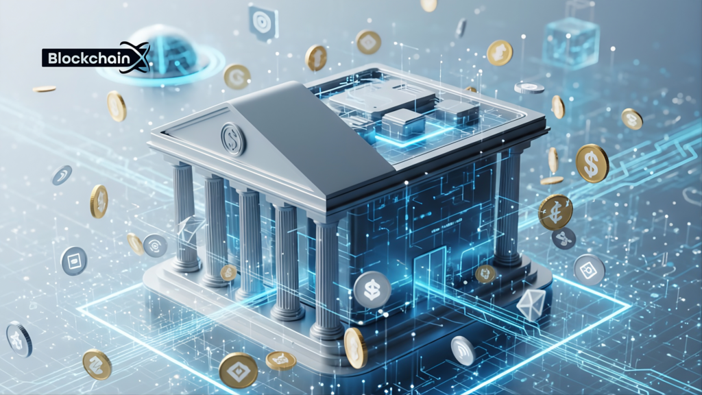 Tokenized stocks represented on a blockchain network, illustrating the future of digital finance.